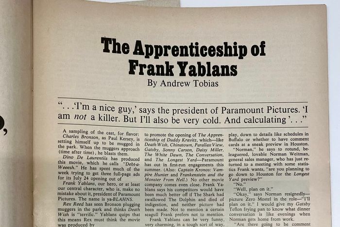 The Apprenticeship of Frank Yablans